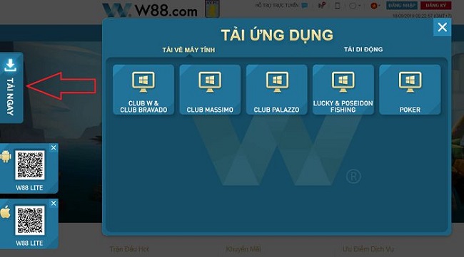 Cac thao tac tai ung dung W88 cho IOS