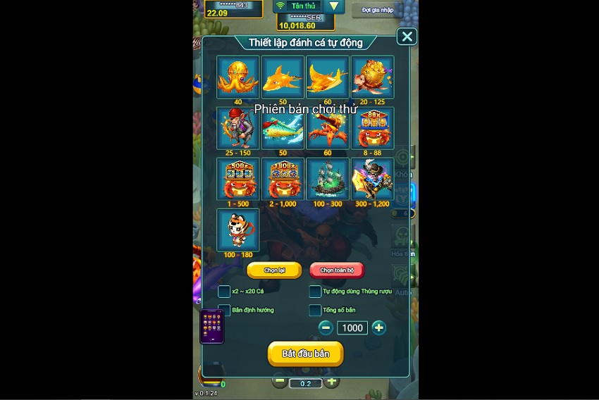 Các tính năng của game Captain Fishing W88 Cac loai ca tai game Captain Fishing W88