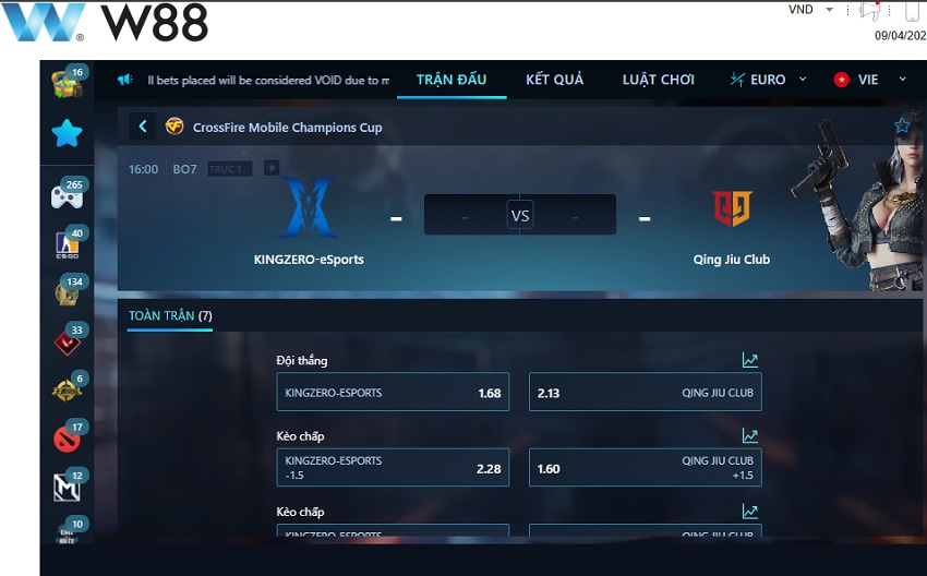 Quy tắc chơi cá cược Crossfire W88 chi tiết Luat choi ca cuoc Crossfire W88 chi tiet
