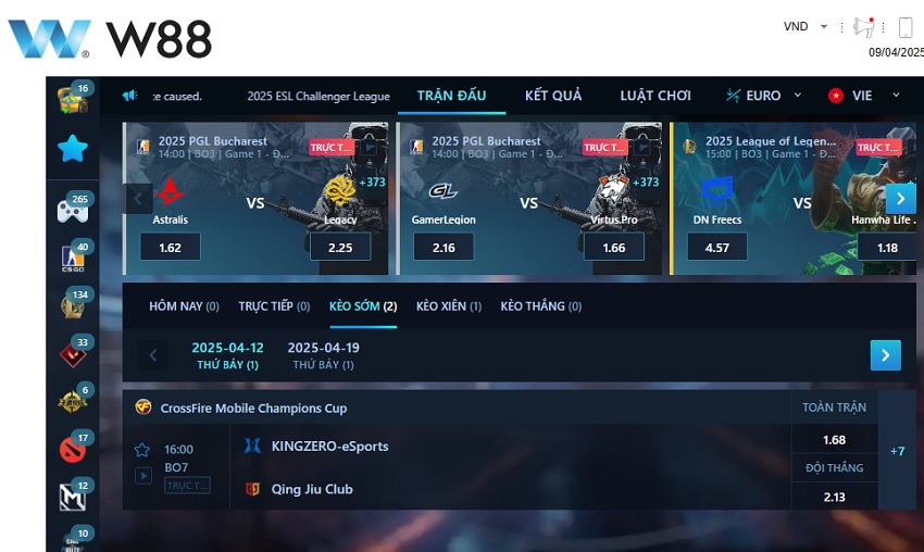 Các bước tham gia cá cược Crossfire W88 Huong dab tham gia ca cuoc Crossfire W88