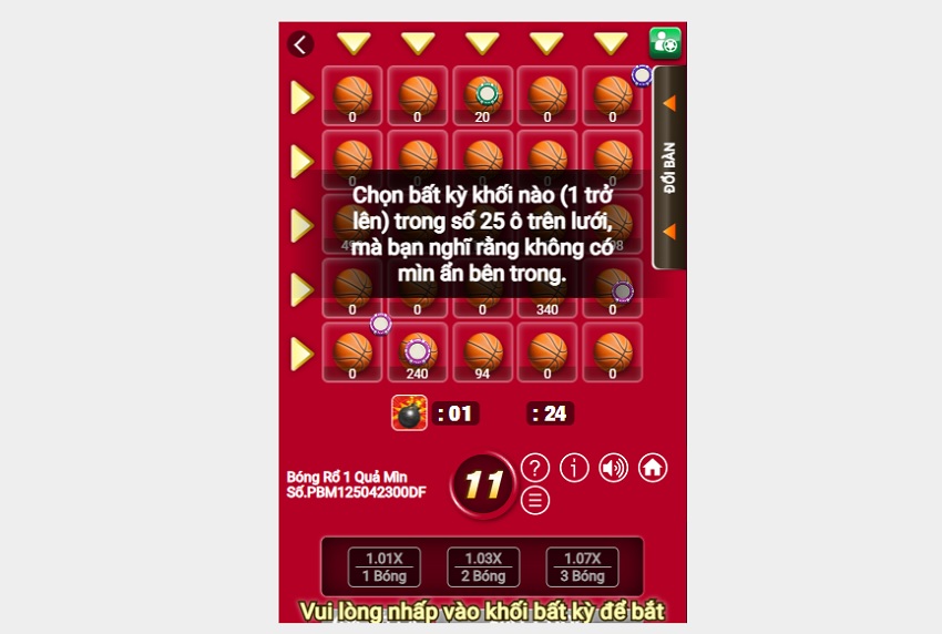 Luat choi game Basketball Mines W88
